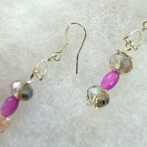 SWAROVSKI BEAD AMETHYST &CRYSTAL STUNNING SILVER EARRINGS BLOWOUT SALE